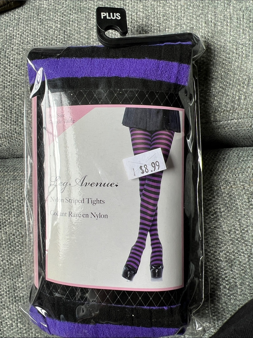 Leg Avenue Purple & Black Striped Tights - Plus Size